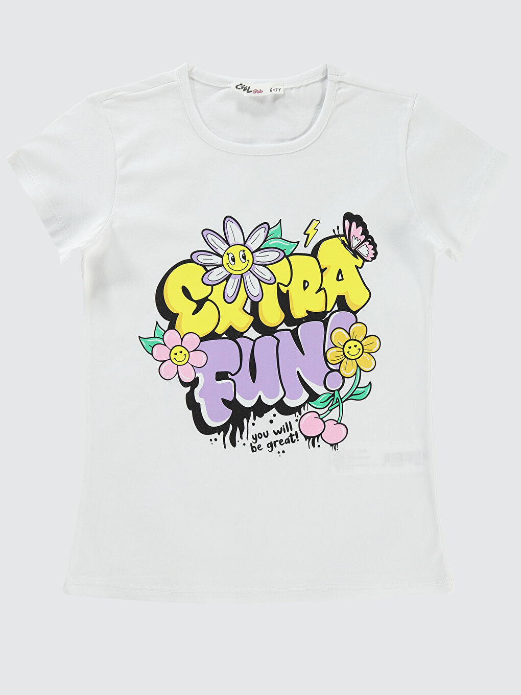 Girls Kız Çocuk Tişört 6-9 Yaş Beyaz