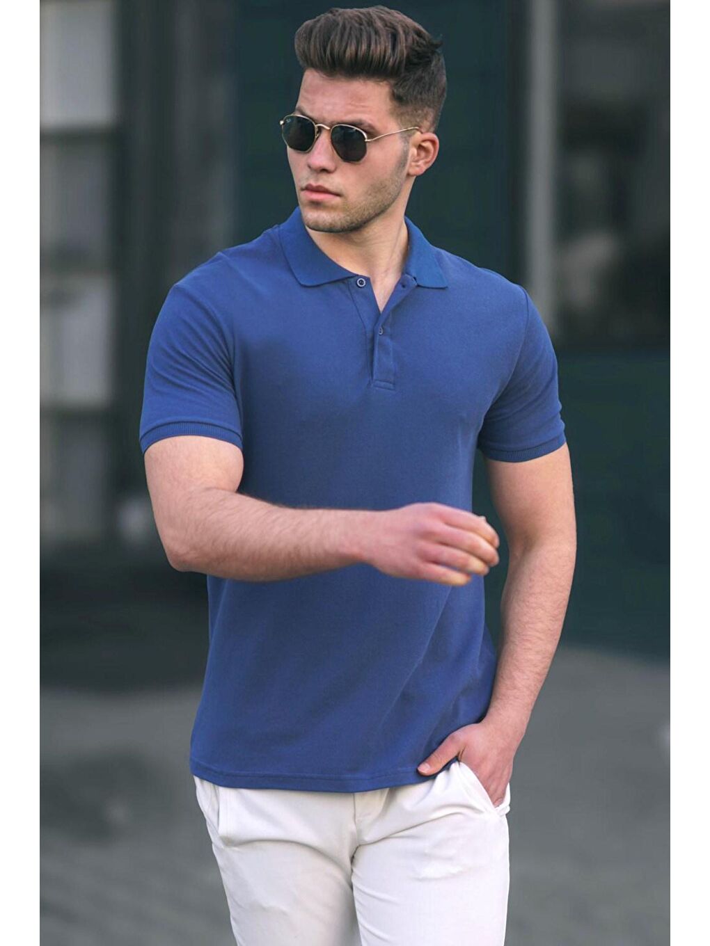 Lacivert Basic Polo Yaka Erkek Tişört 5101