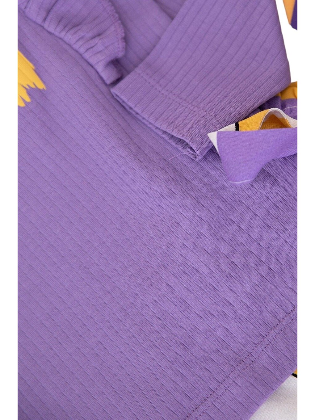 Mor Kız Çocuk 2-3-4-5-6 Yaş, Mevsimlik Fırfırlı Tiril Tiril Dokuma Pantalonlu Alt Üst Takım-4