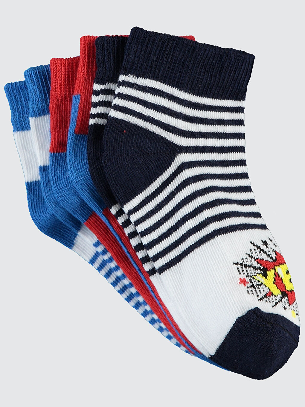 Erkek Çocuk 3'lü Patik Çorap 2-12 Yaş Siyah-Beyaz-1