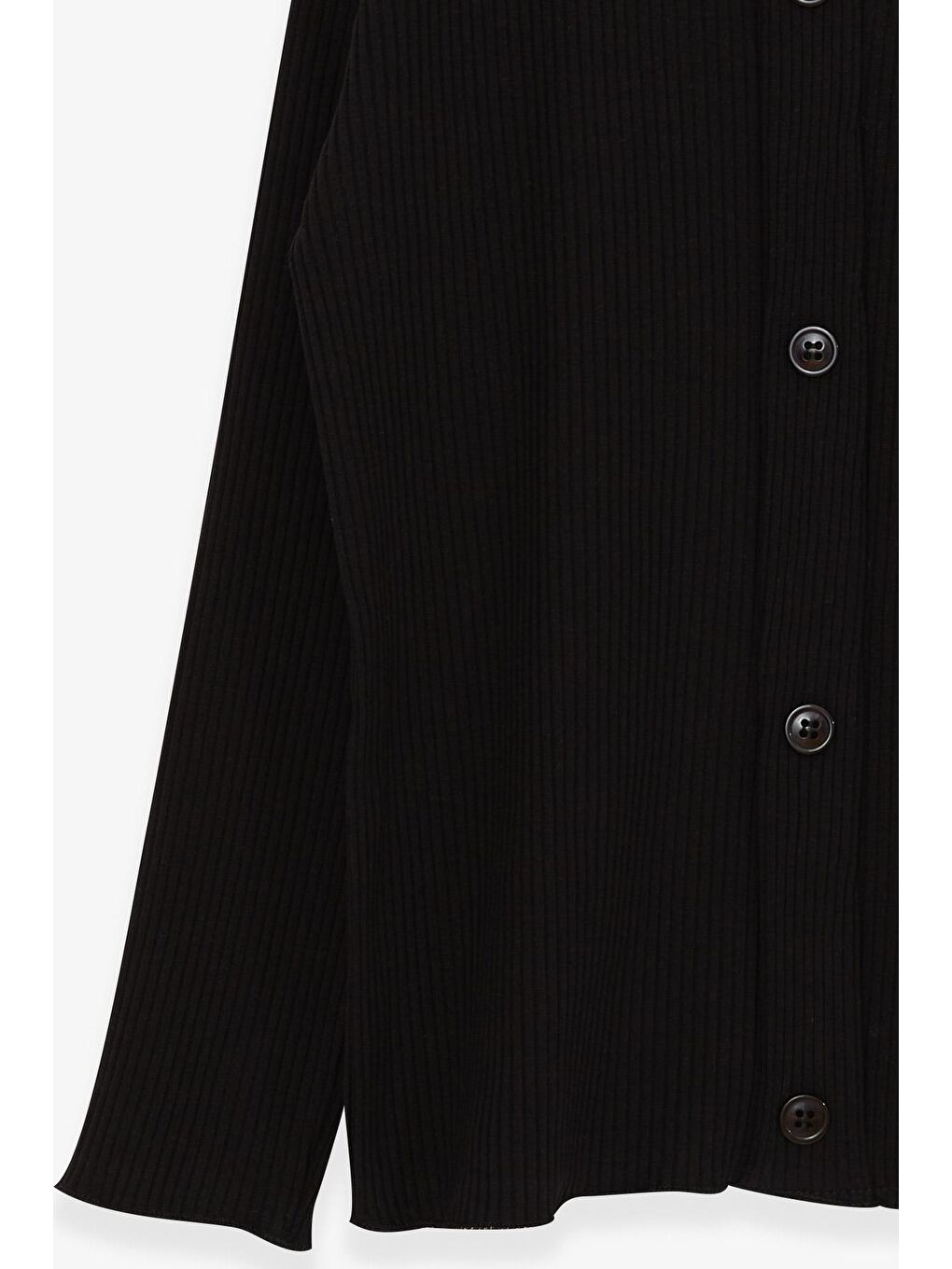 Kız Çocuk Uzun Kollu Tişört Düğme Aksesuarlı Siyah (8-14 Yaş)-3