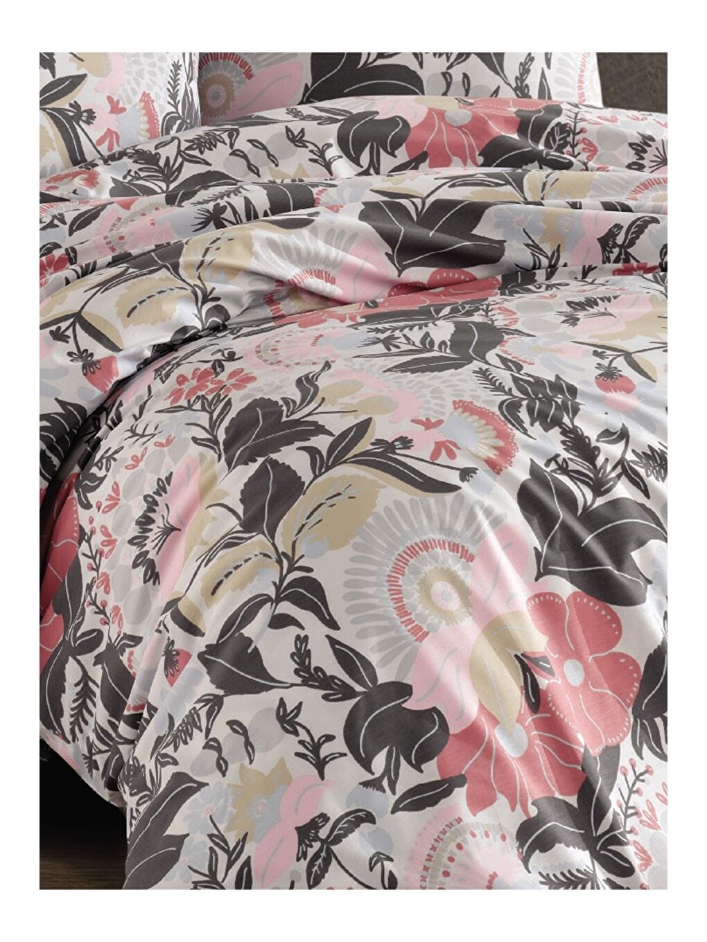 Pembe Nevresim Takımı - Yonca - Çift Kişilik - %100pamuk - Ranforce - 4 Yastık Kılıflı-2