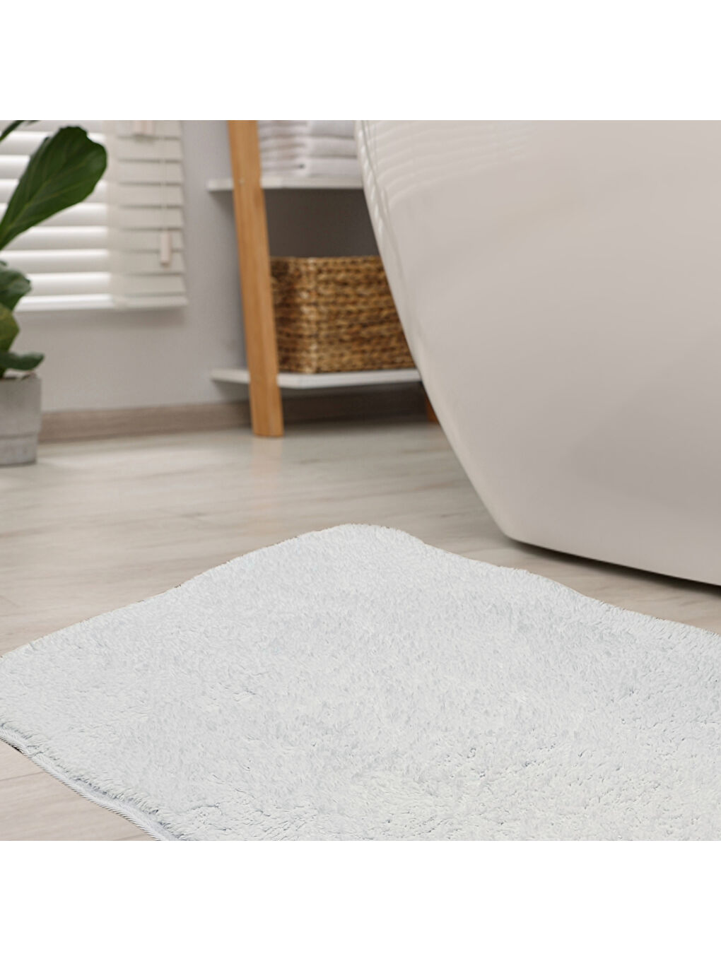 Beyaz Banyo Paspası Kenar Biyeli 50 x 90 cm-2
