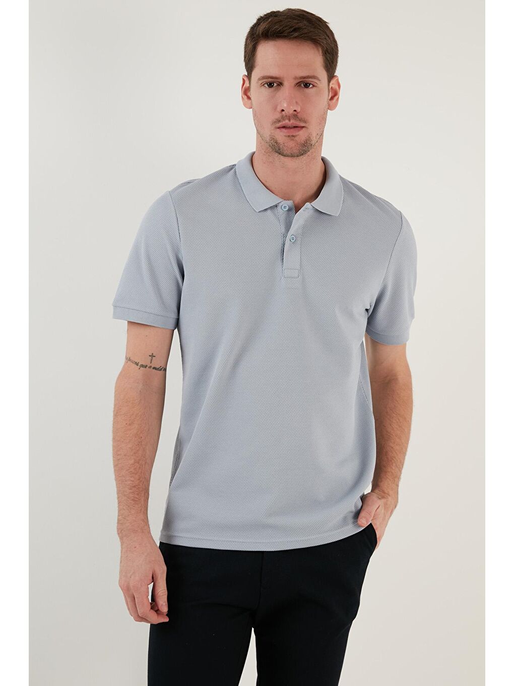 Buratti Gri Regular Fit Pamuklu Düğmeli Polo T Shirt 5902326 - 3