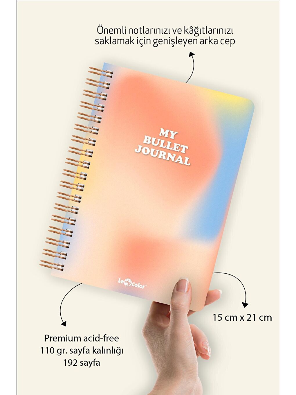 LE COLOR Turuncu Noktalı Bullet Journal Pro Defter Aura A5