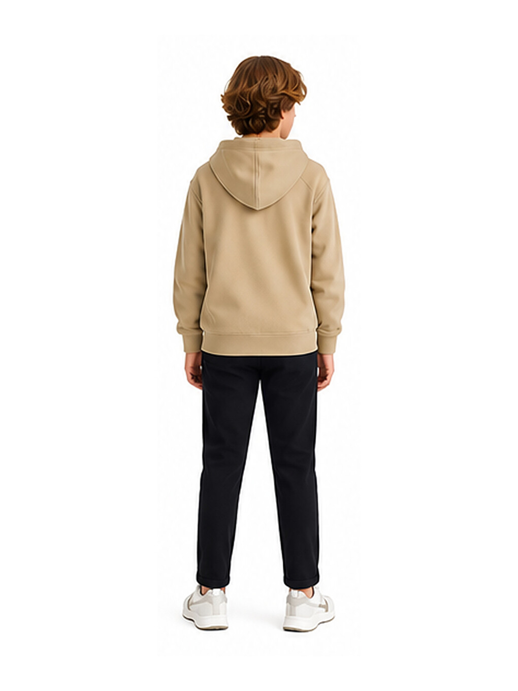 Bej Erkek Çocuk Basic Fermuarlı Kalın 3 İplik Kışlık Okul Sweat Ak274495-4