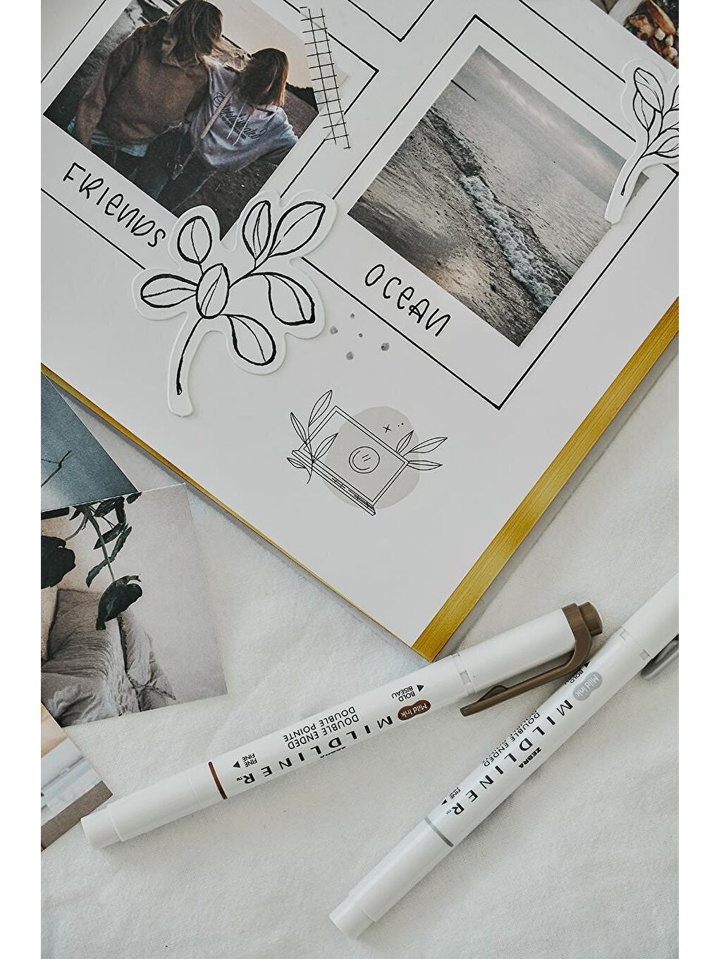 Keten Hatıra Defteri Dolma Kalem Uyumlu Altın Kenarlı Albüm Turuncu-3