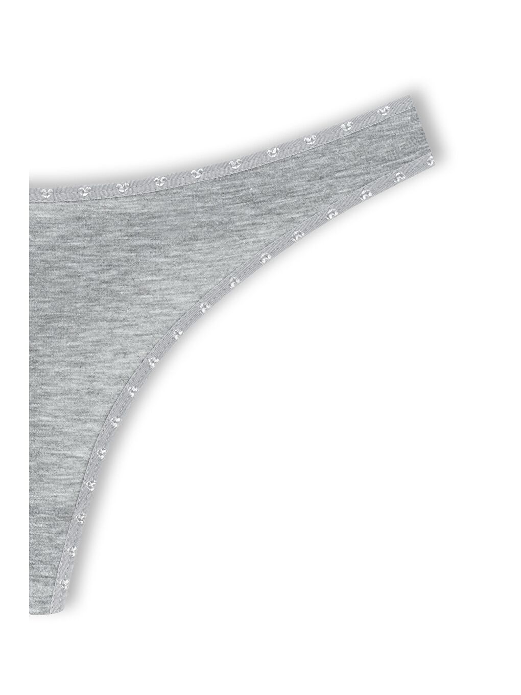 Gri Pamuklu Kalpli Lastik Basic Tanga Kadın Külot-2