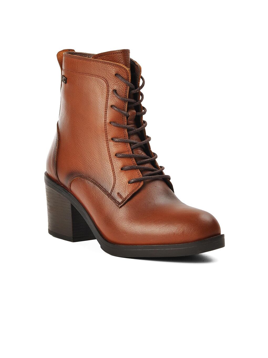 Kahverengi Taba Hakiki Deri Fermuarlı Kadın Topuklu Bot 8927-2