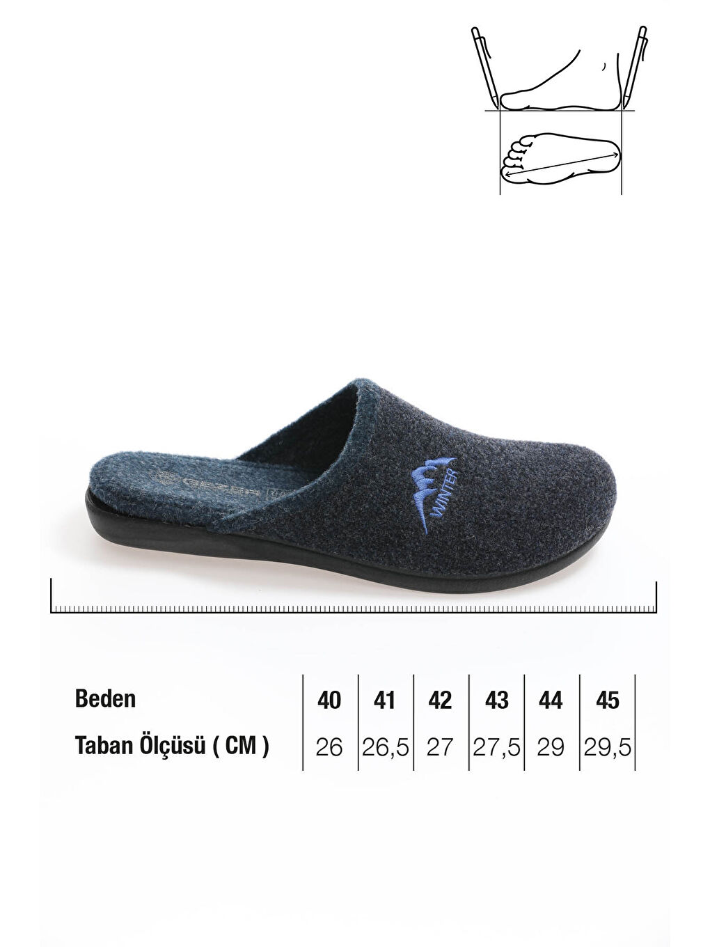 Lacivert Kışlık Cırtlı Taban Erkek Ev Terlik-1