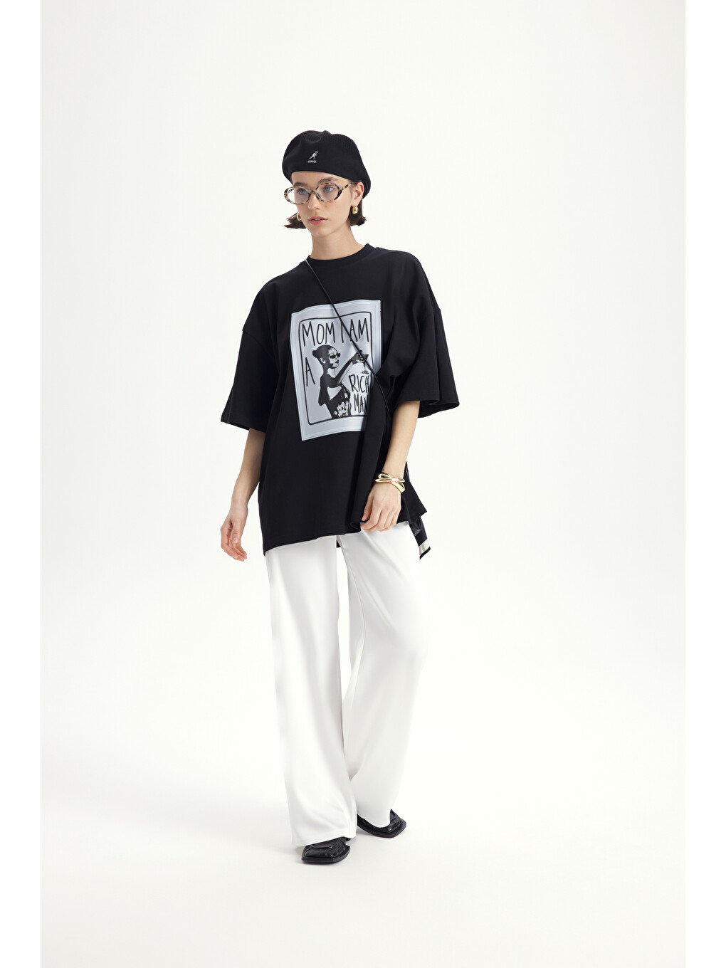 Rich Woman Oversize Siyah T-shirt-2