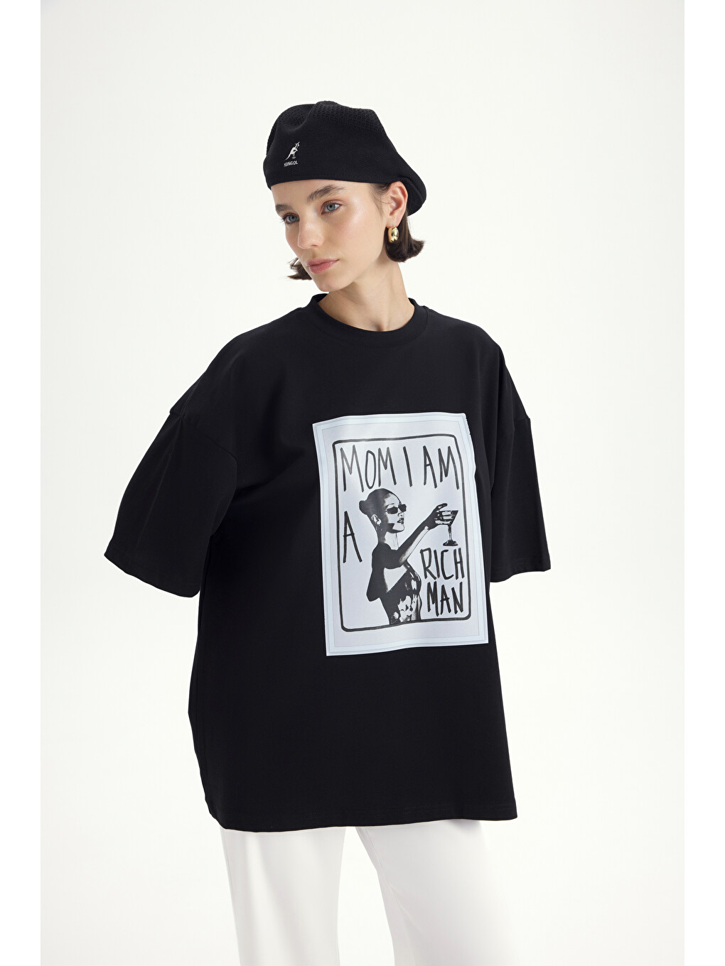 Rich Woman Oversize Siyah T-shirt-3