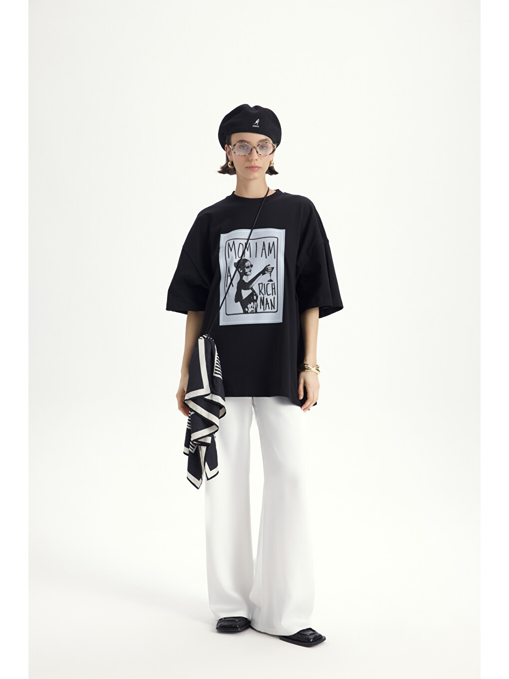 Rich Woman Oversize Siyah T-shirt-5