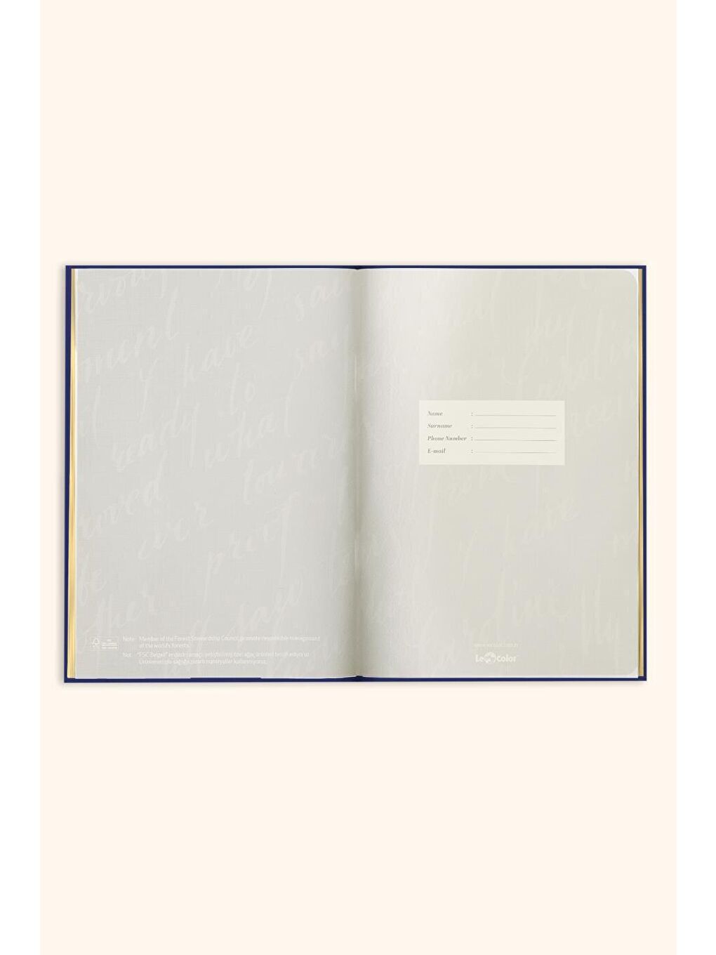 Keten Hatıra Defteri Dolma Kalem Uyumlu Altın Kenarlı Albüm Lacivert-4