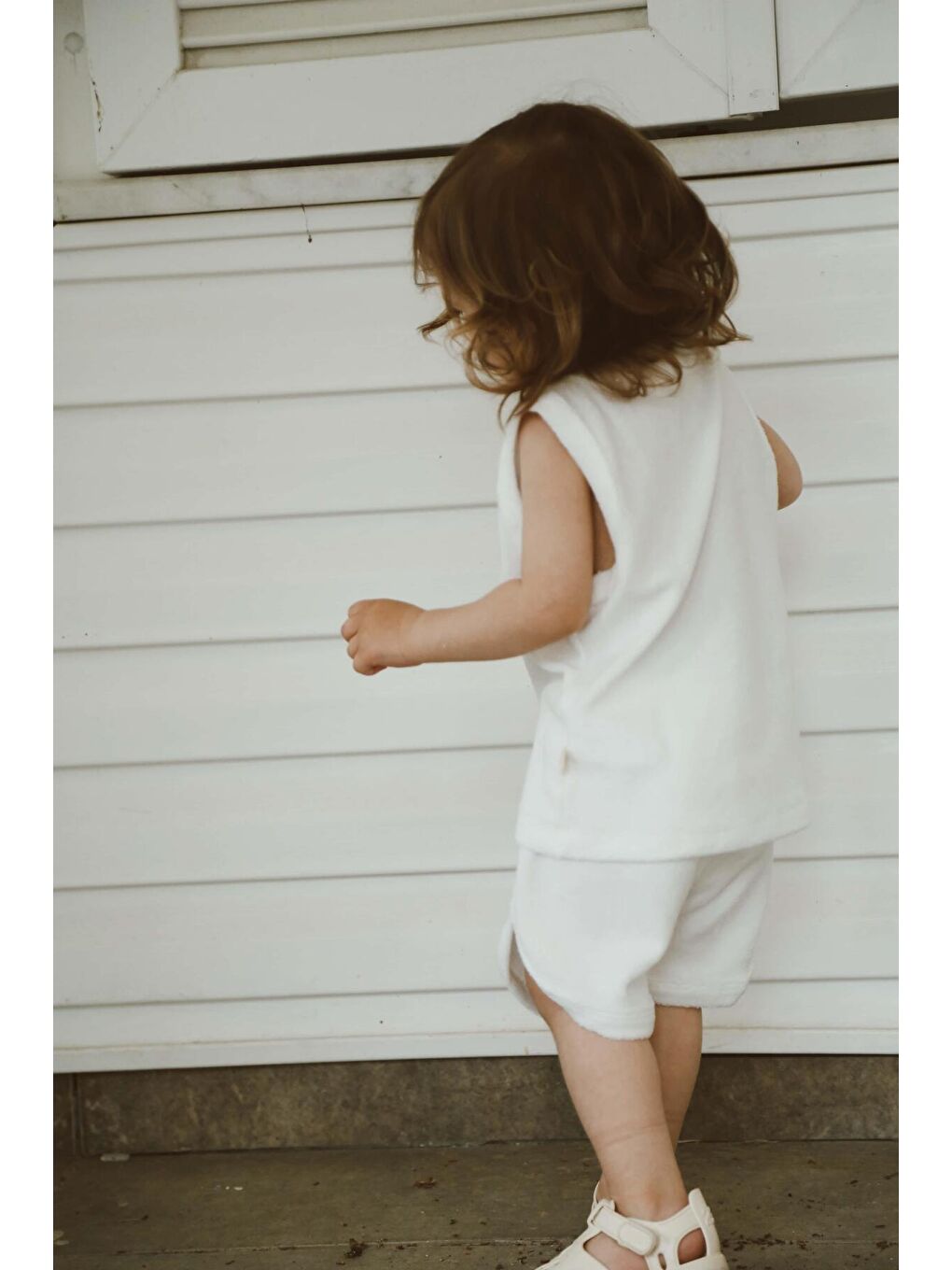 Beyaz Güneş Baskı Havlu Şort Takım-6