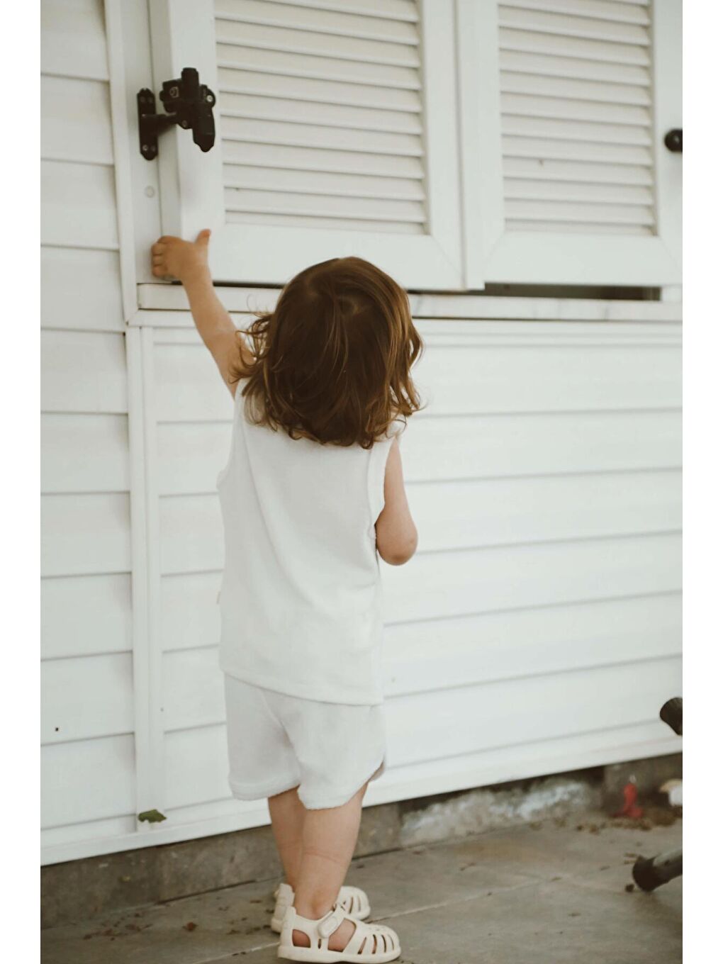 Beyaz Güneş Baskı Havlu Şort Takım-7