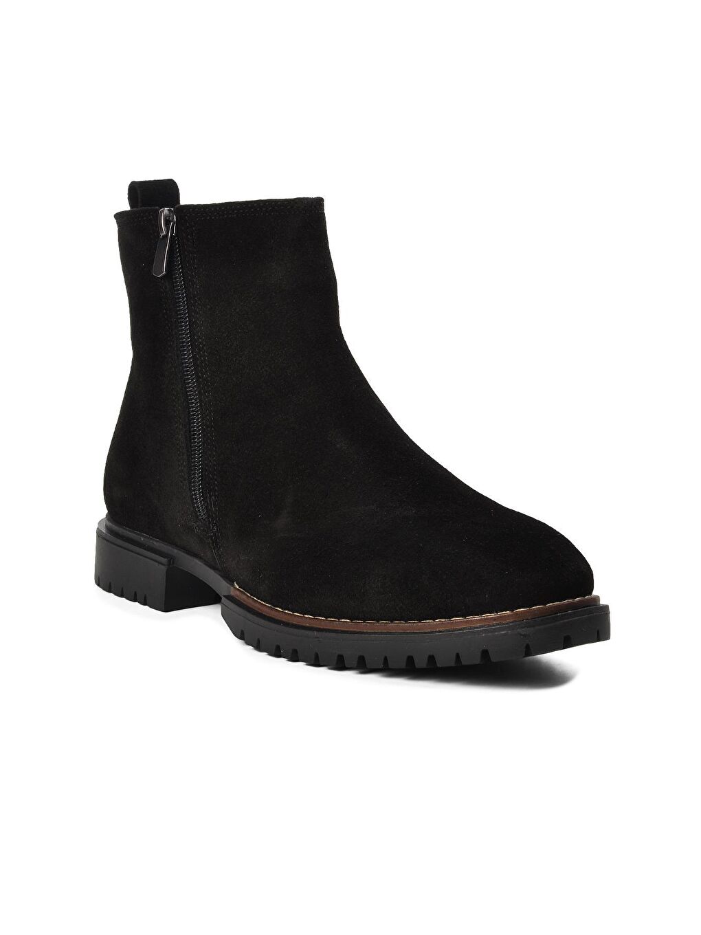 Siyah Süet Fermuarlı Hakiki Deri Erkek Bot 5955-2