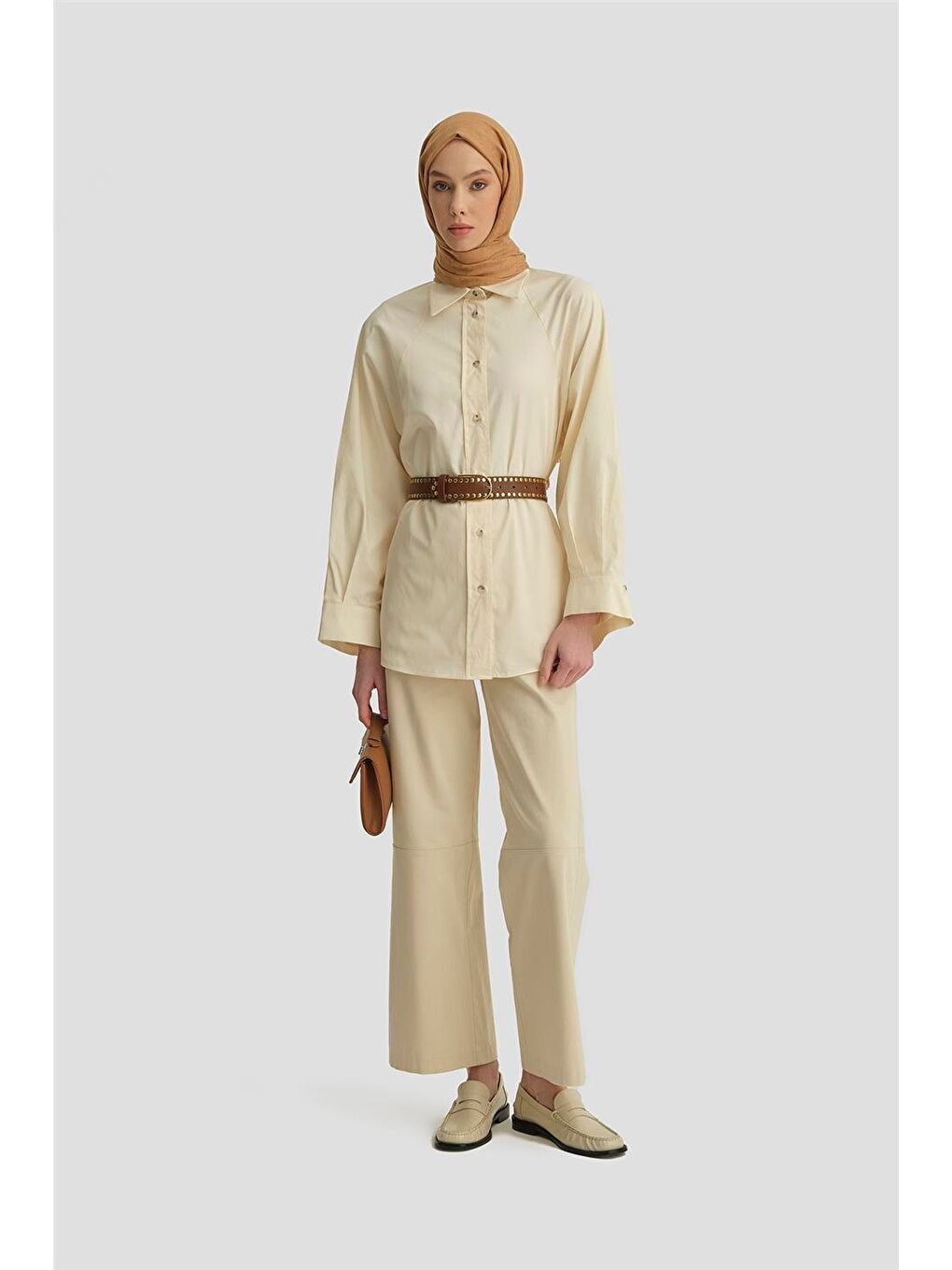 Bej Kup Detaylı Pamuk Gömlek 25Y3722 Aytaşı-3