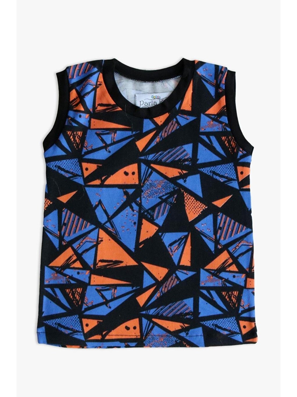 Mavi Erkek Bebek Baskılı Kolsuz Body Atlet Tshirt-1