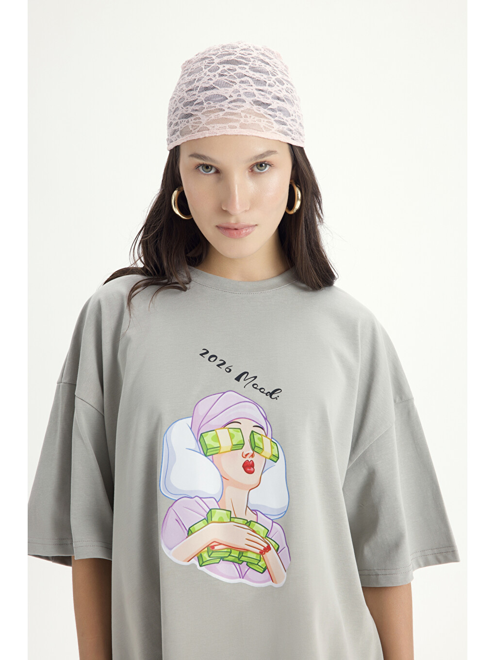 Mood Oversize Gri T-shirt-5