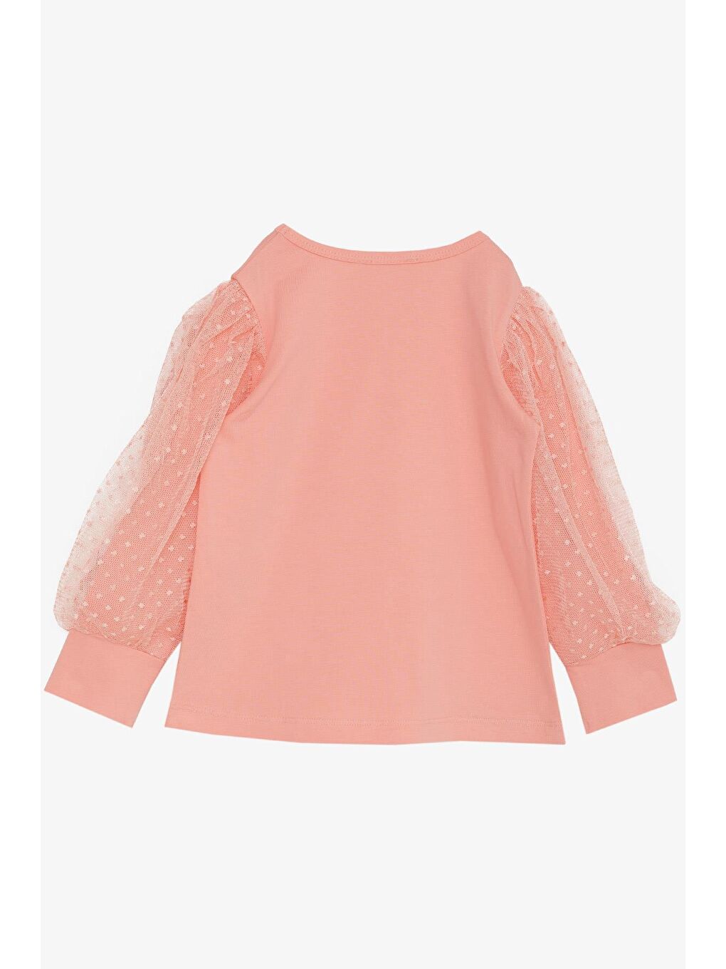 Pembe Kız Çocuk Bluz Kolları Tül Detaylı Somon (3-6 Yaş)-1