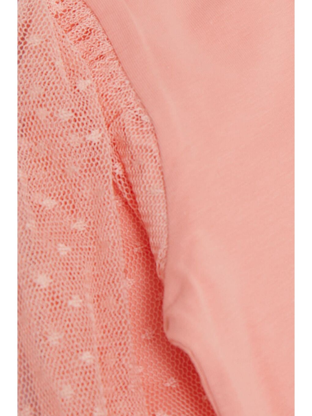 Pembe Kız Çocuk Bluz Kolları Tül Detaylı Somon (3-6 Yaş)-3