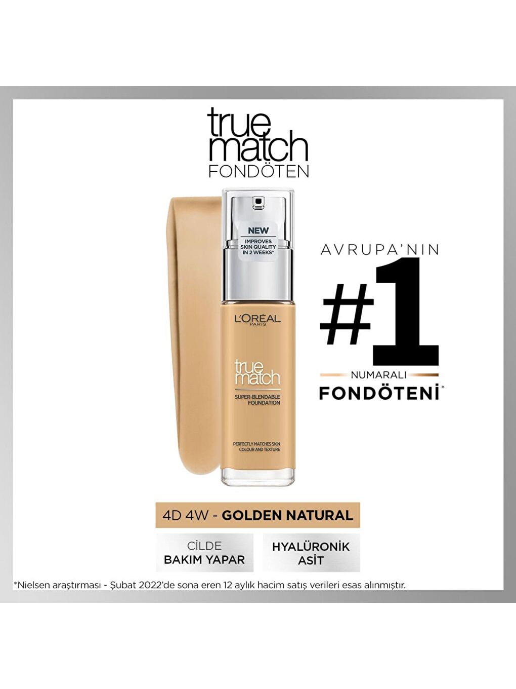 L'Oreal Paris Nude True Match Bakım Yapan Fondöten 4D Golden Natural (30 ml)