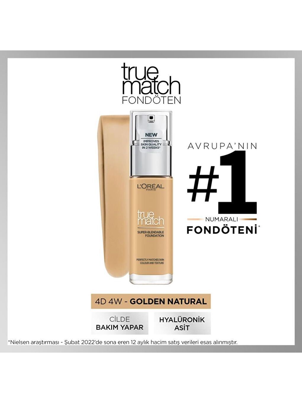 L'Oreal Paris Nude True Match Bakım Yapan Fondöten 4D Golden Natural (30 ml) - 1