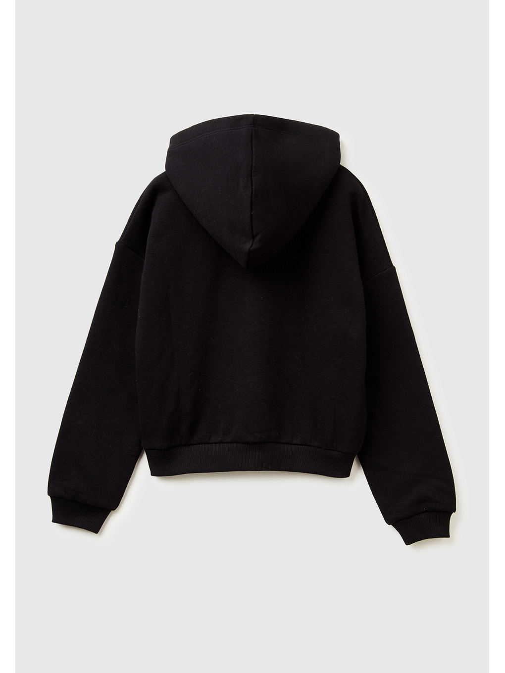 Kız Çocuk Siyah Payet İşlemeli Nervürlü Regular Fit Kapüşonlu Sweatshirt-1