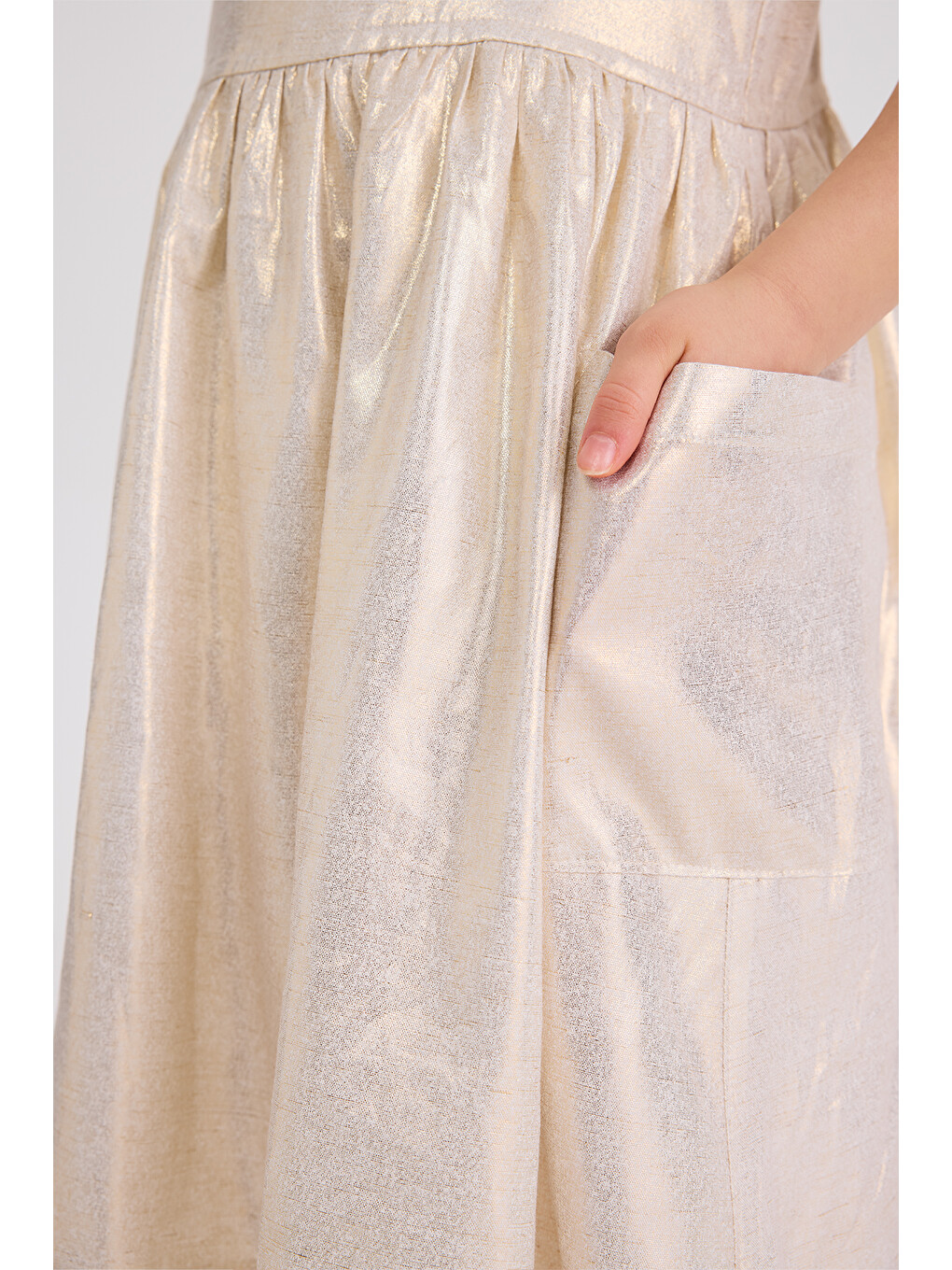 Sarı Kız Çocuk Gold Elbise-3