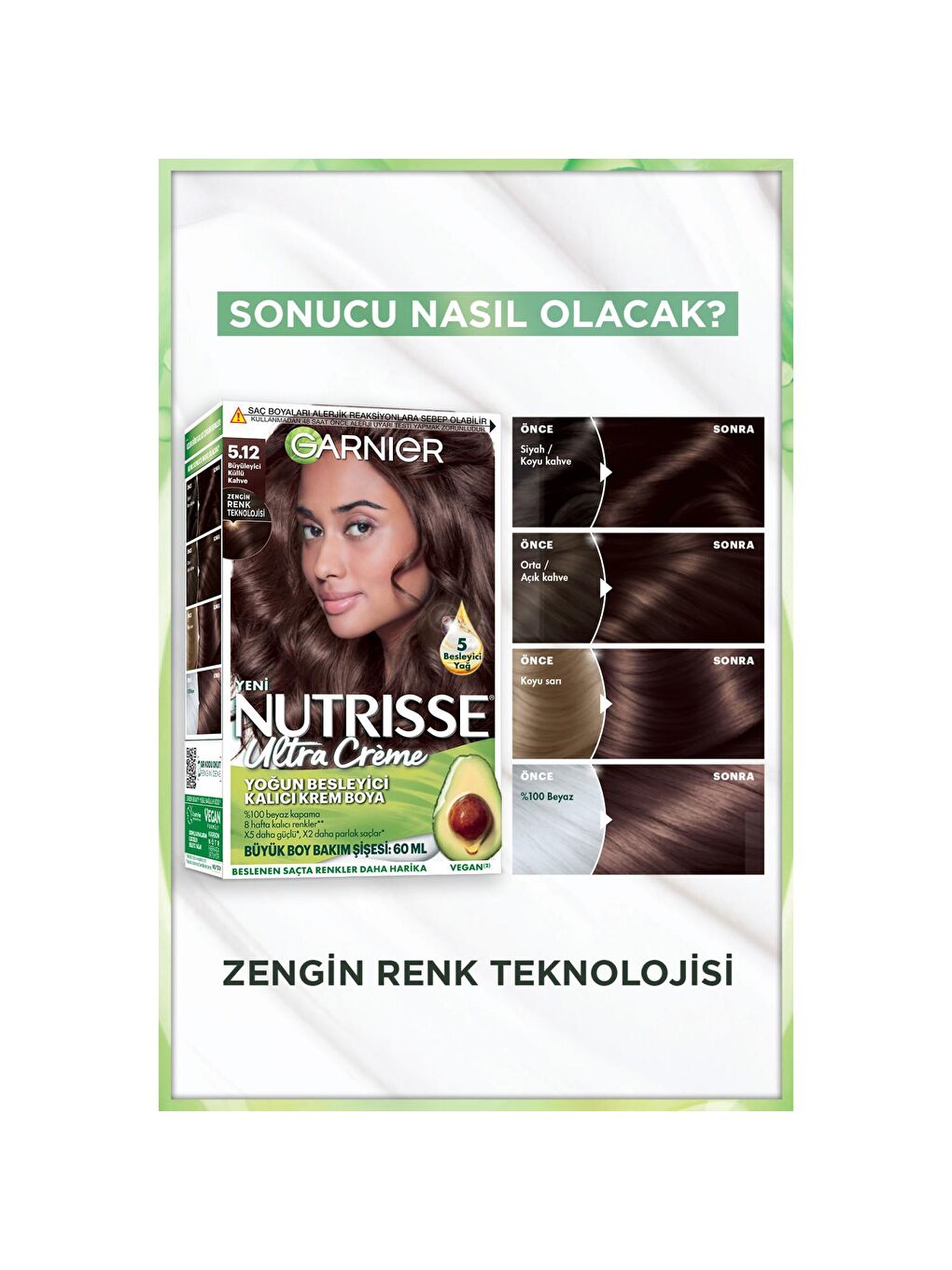 GARNIER Kahverengi Ultra Creme 5.12 Büyüleyici Küllü Kahve - 2