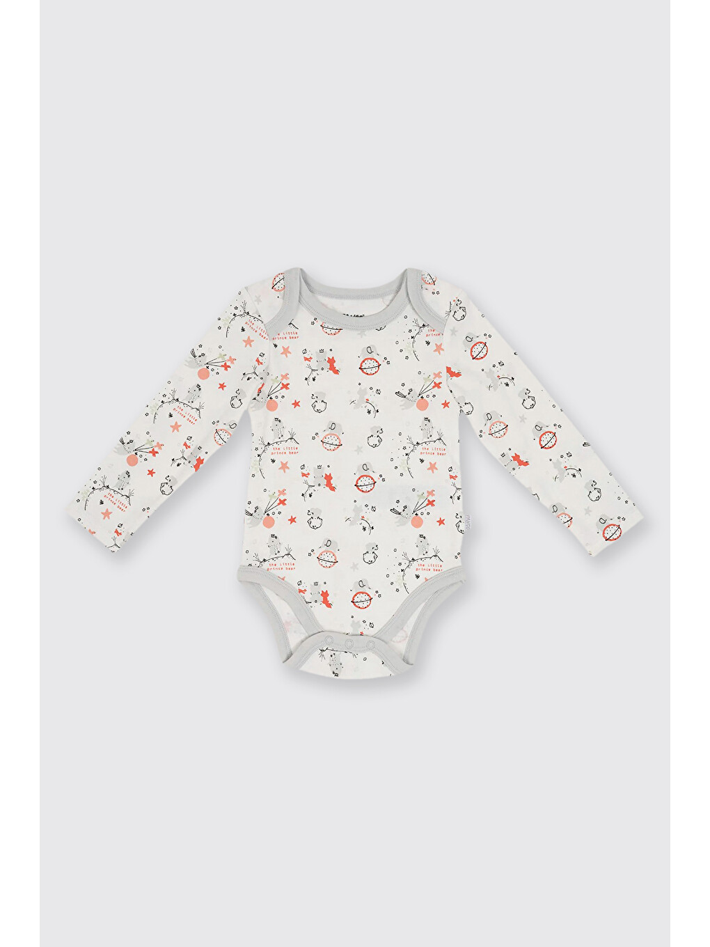 Yenidoğan Desenli Ve Düz 2'li Ekru Body Set-4