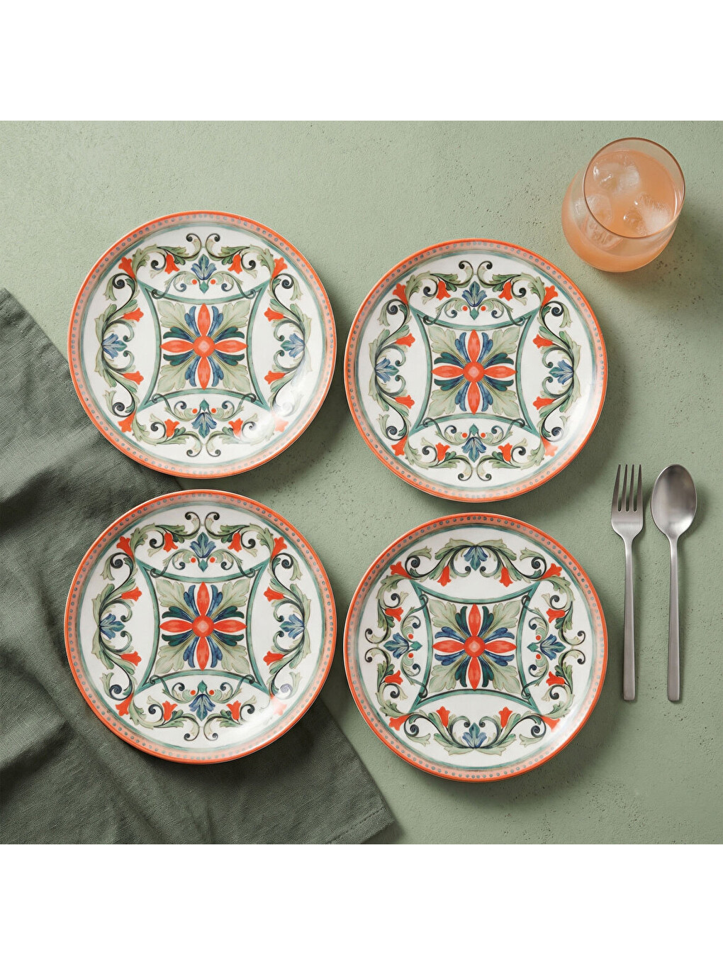 Ekru Camelia Rustik 4 Kişilik Pasta Takımı 3053-2