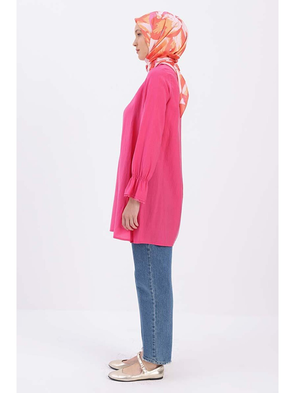Pembe Fisto Detaylı Düğmeli Tunik-2