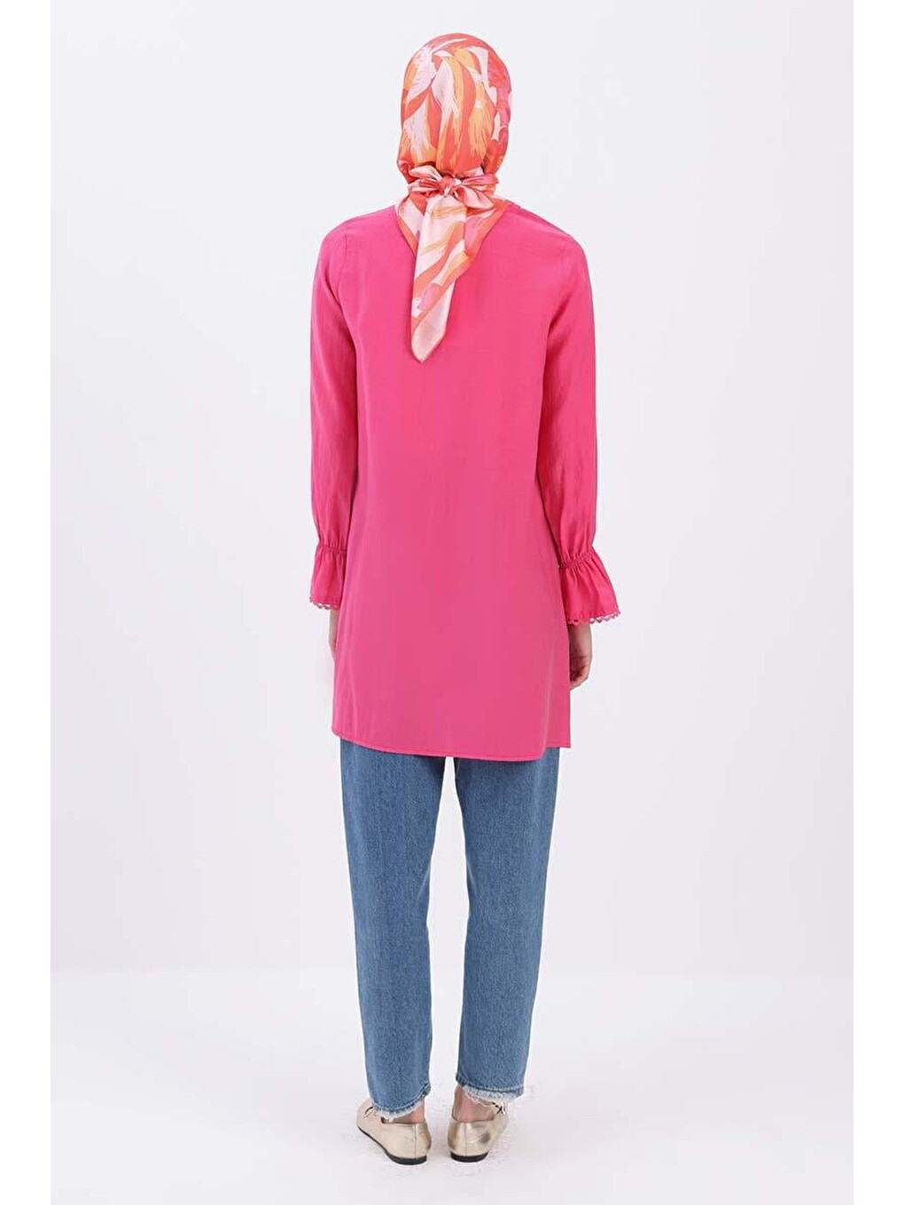 Pembe Fisto Detaylı Düğmeli Tunik-3