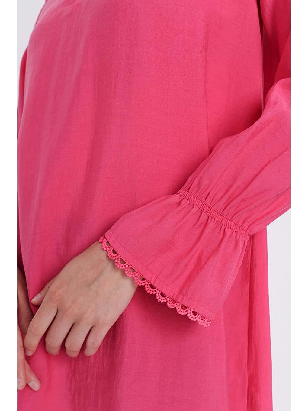 Pembe Fisto Detaylı Düğmeli Tunik-4