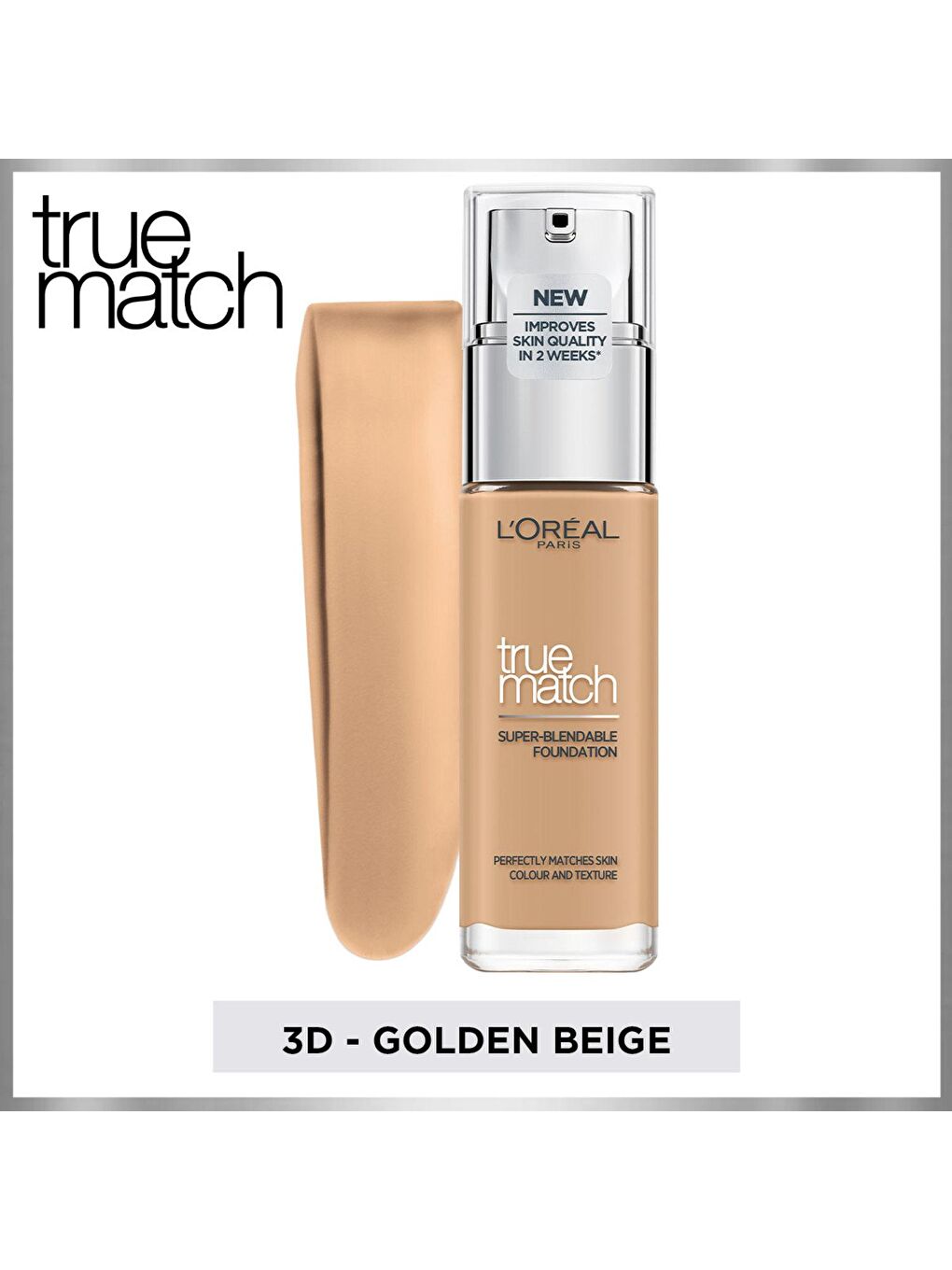 L'Oreal Paris Nude True Match Bakım Yapan Fondöten 3D3W Golden Beige (30 ml) - 5