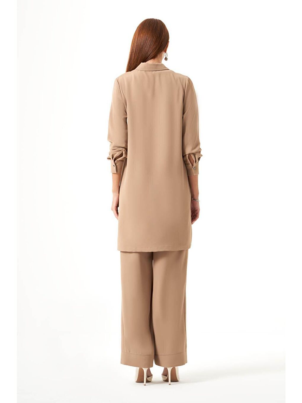 Bej Omuz Parçalı Vizon Tunik-7