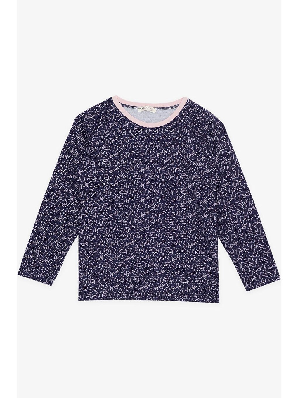 Kız Çocuk Pijama Takımı Renkli Kalp Desenli Lacivert (4 Yaş)-2