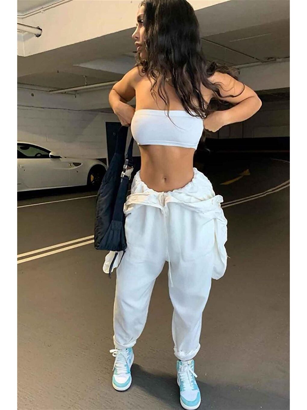 Straplez Beyaz Crop Top MG337-1