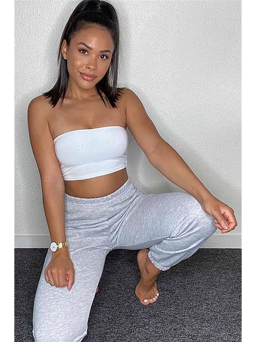 Straplez Beyaz Crop Top MG337-2