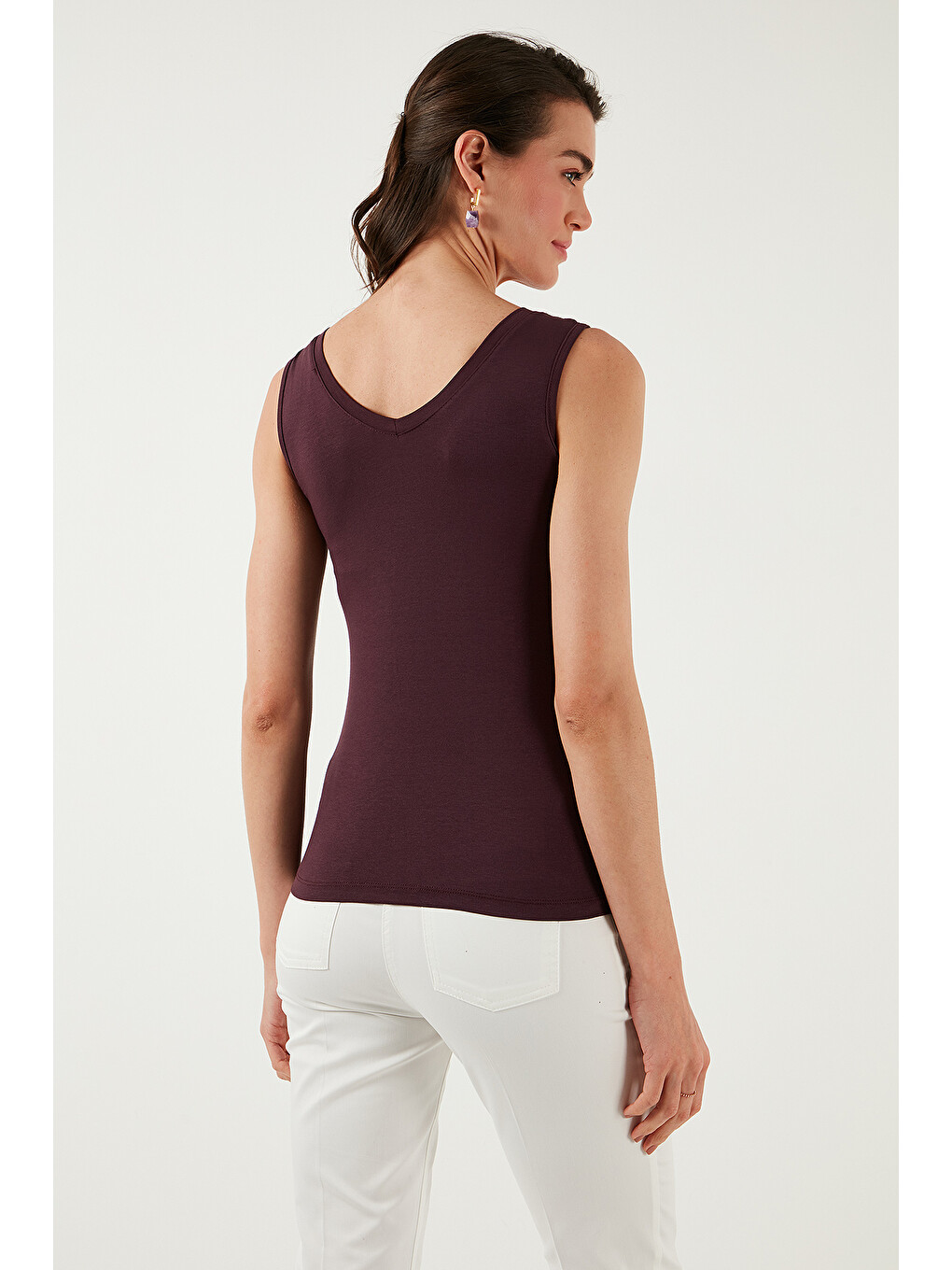 Gri Slim Fit V Yaka Kalın Askılı 2' Li Paket Kadın Bluz 5864384s2-4