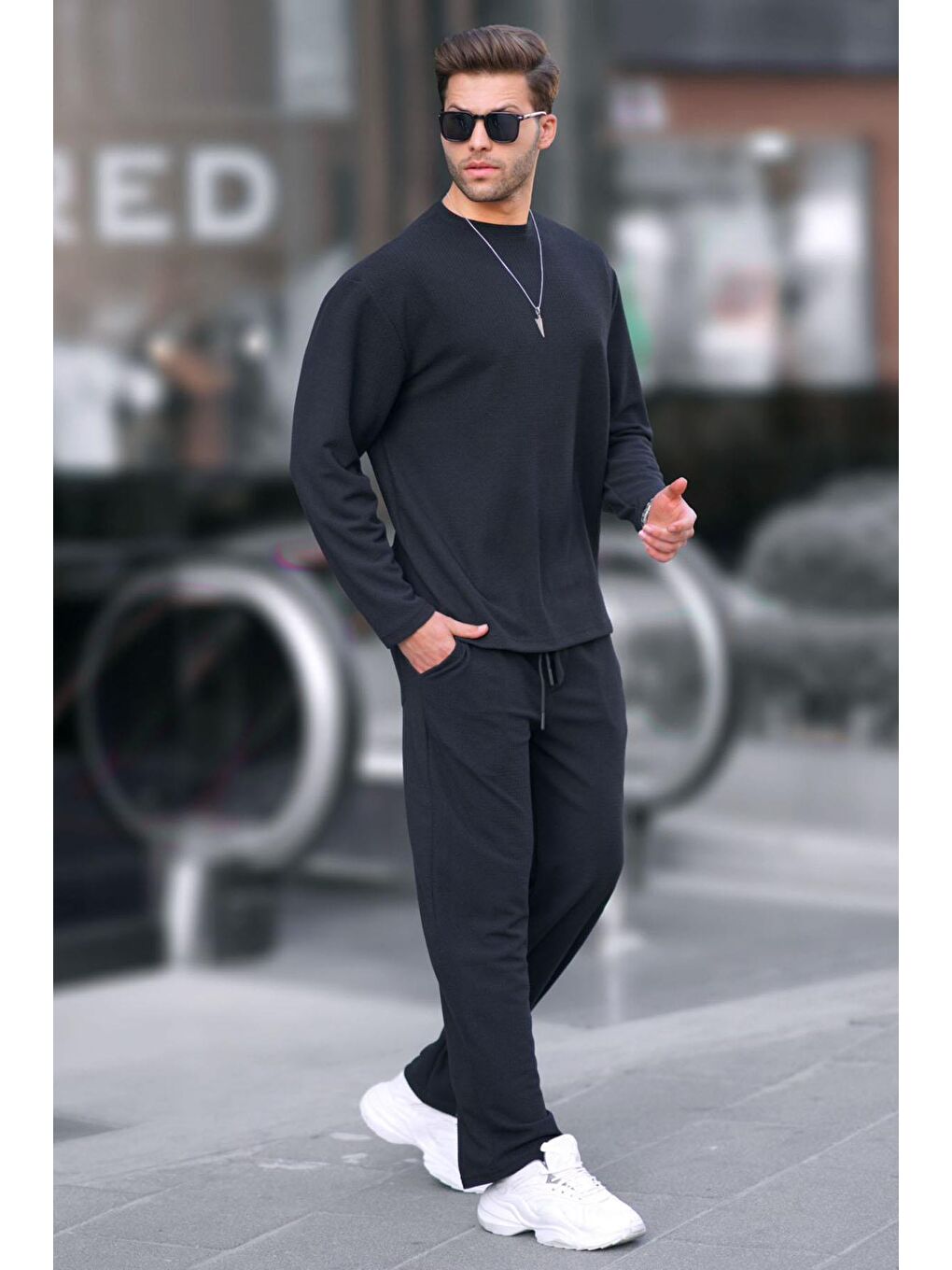 Siyah Basic Regular Fit Erkek Eşofman Takımı 5927-1