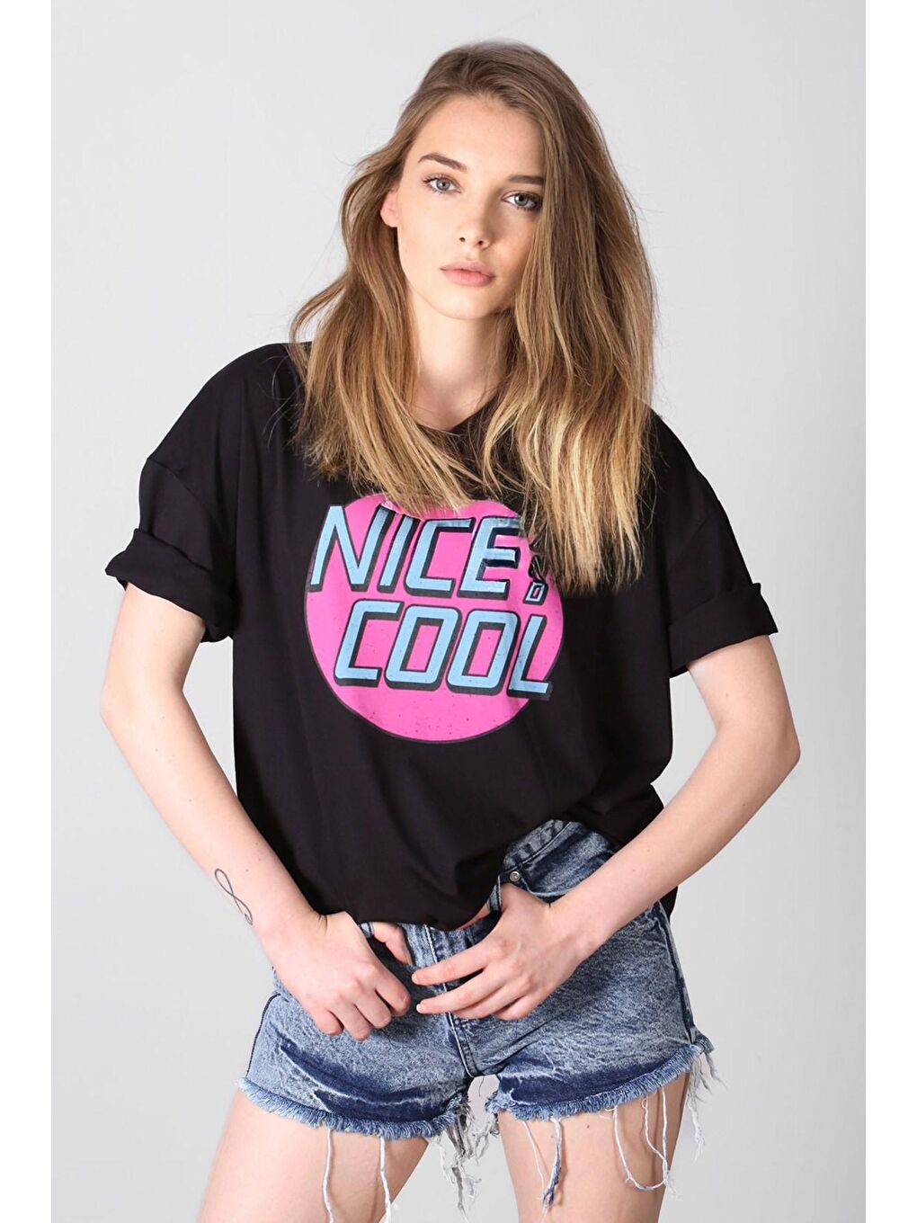 Siyah Baskılı Tişört Mg1149-2