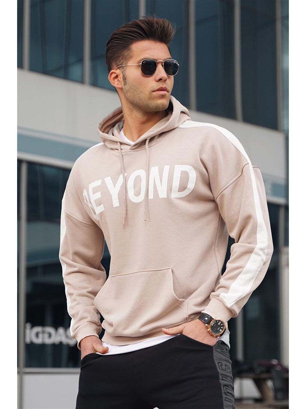 Madmext Bej Kapüşonlu Sweatshirt 5327