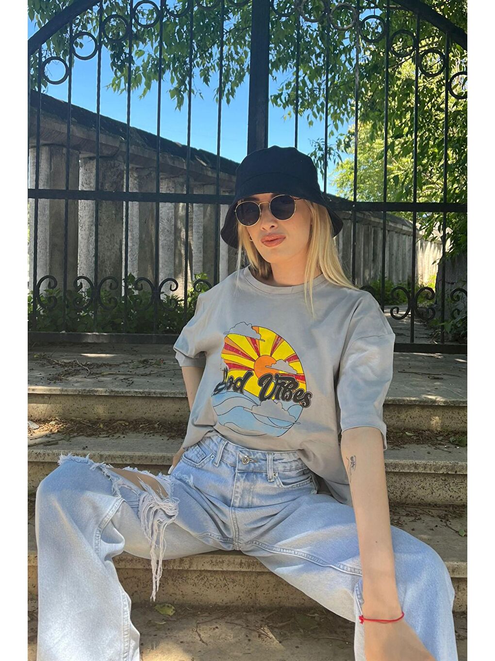 Gri Baskılı Tişört Mg1148