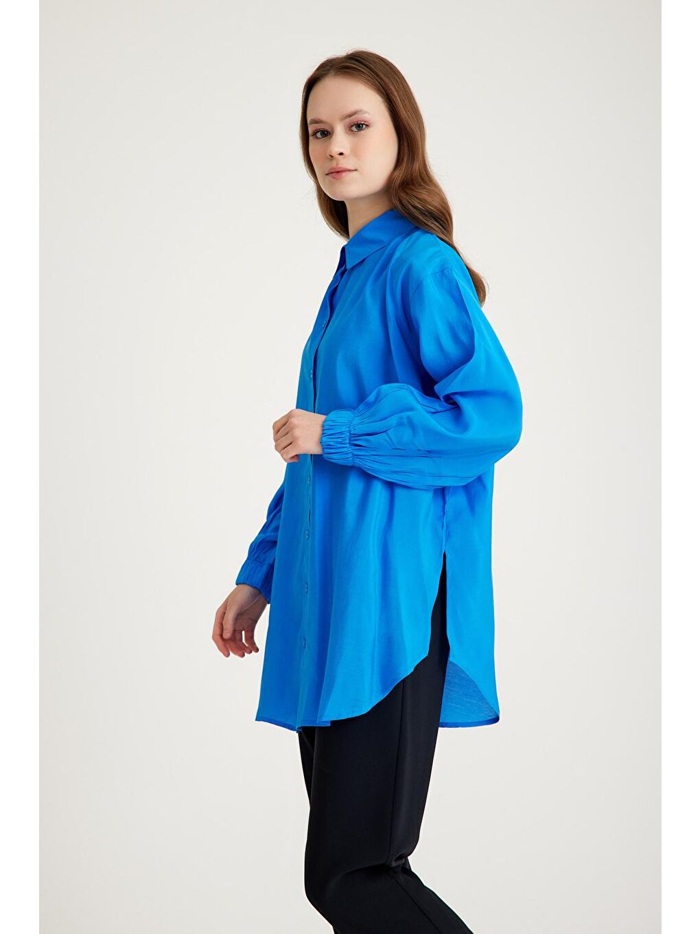 Kolu Lastikli Tunik Mavi Gömlek-4