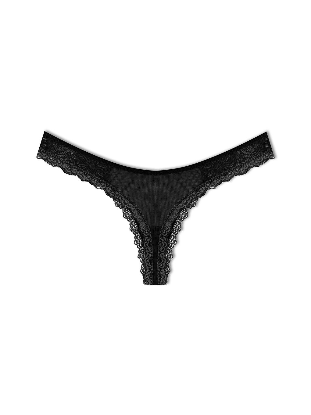 Siyah Tül Dantel Tanga Kadın Külot-1