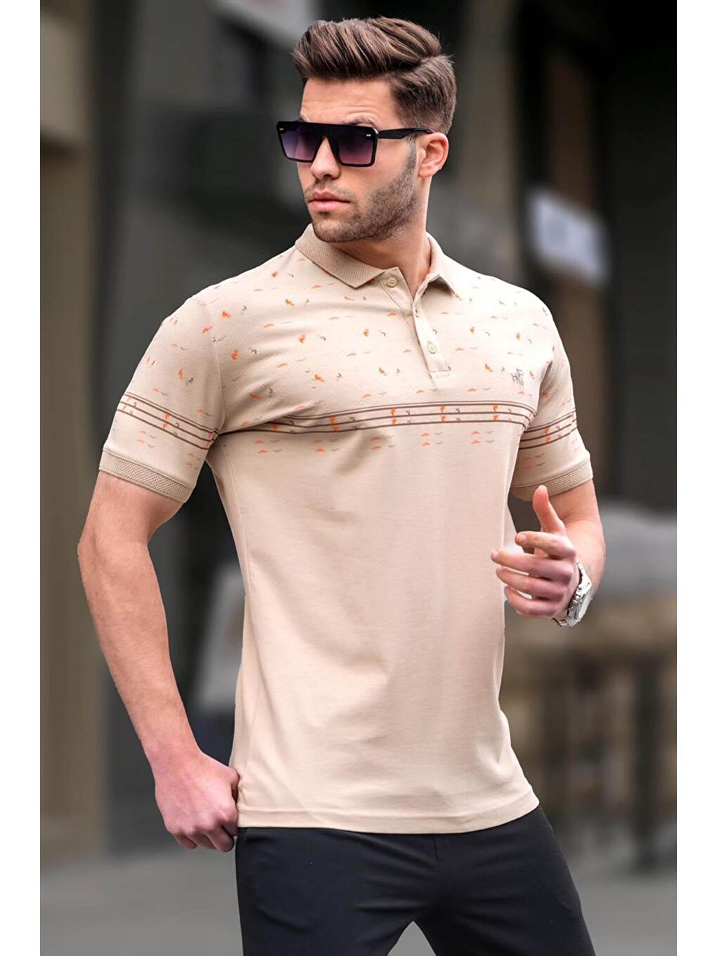 Bej Erkek Polo Yaka Tişört 6077