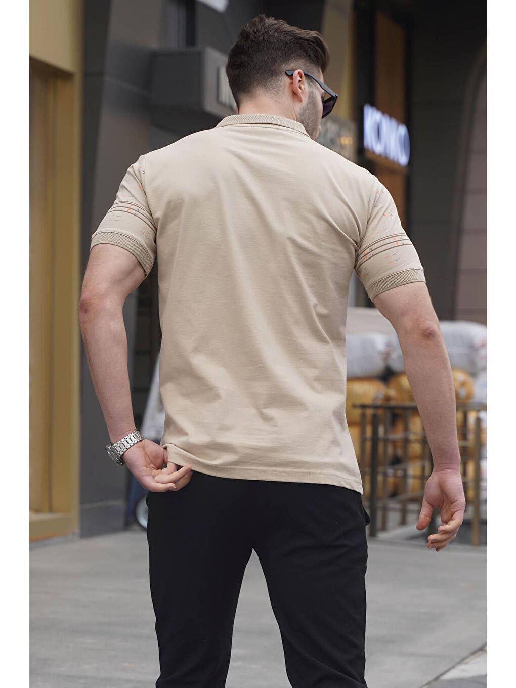 Bej Erkek Polo Yaka Tişört 6077-1